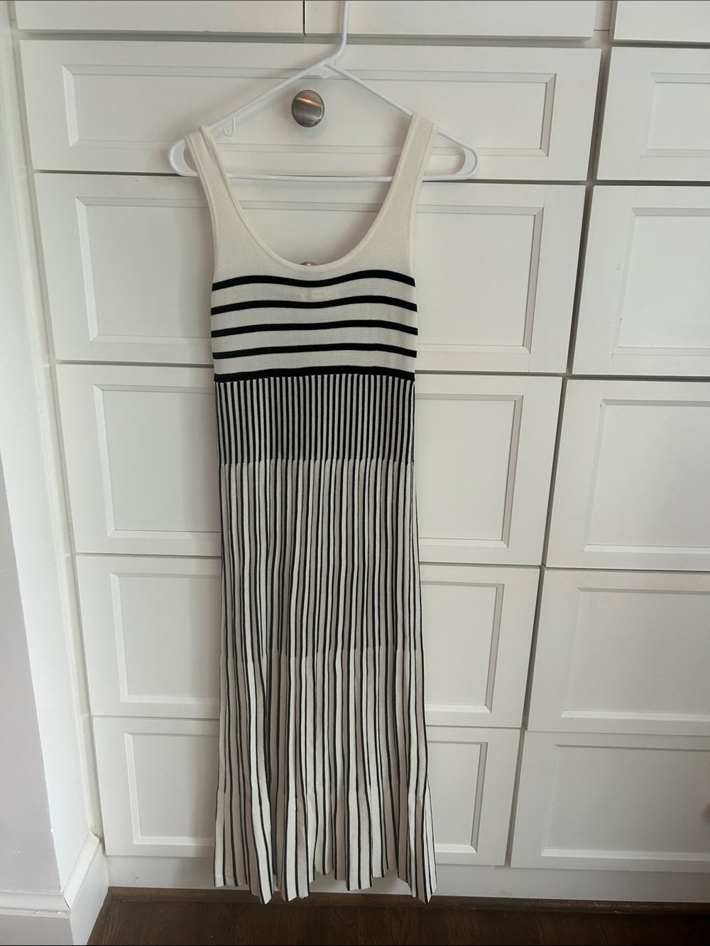 Active USA Black & Cream Striped Maxi Dress